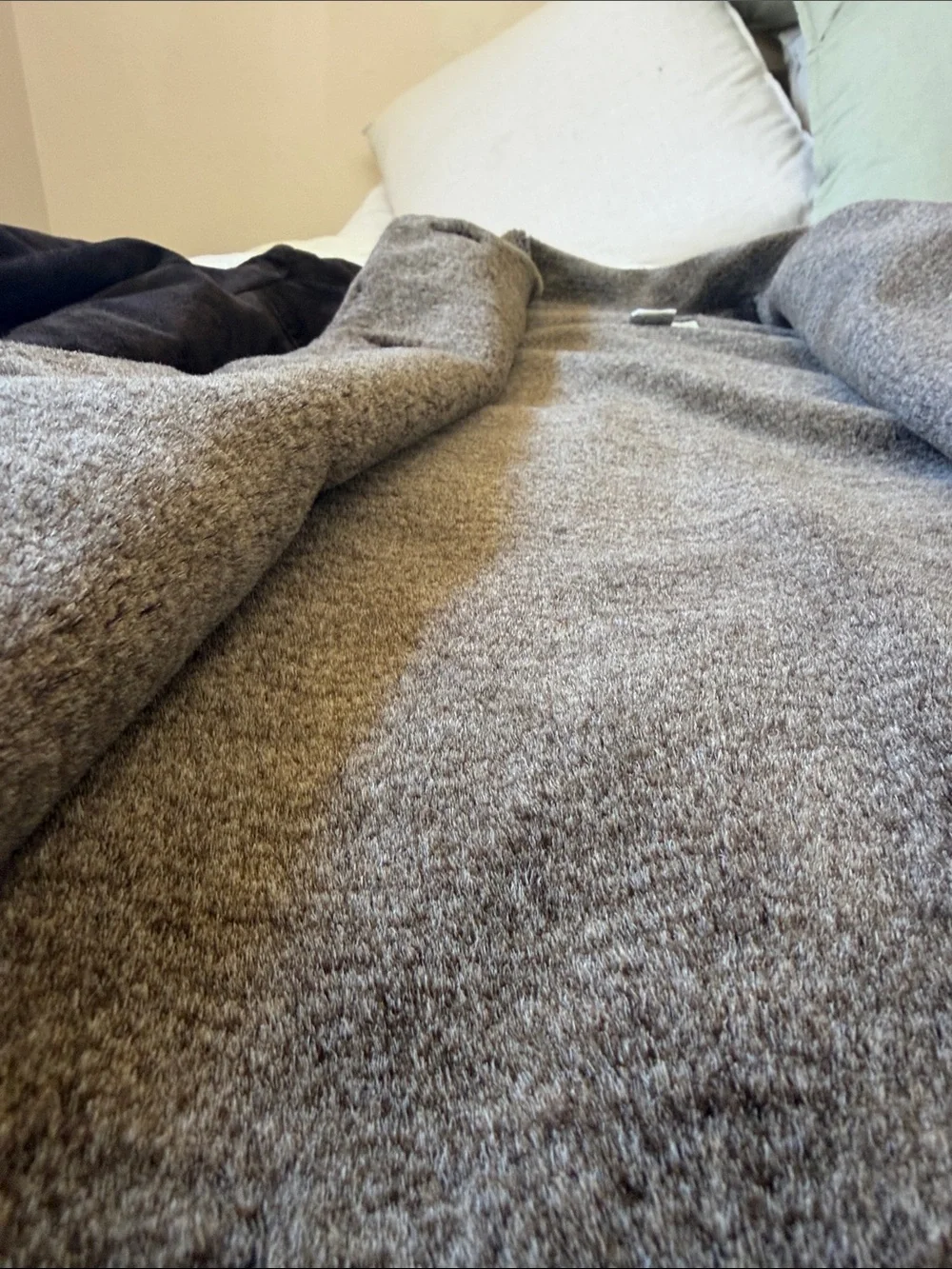 Eddie Bauer Brown Suede Pea Coat with Gray Sherpa Collar